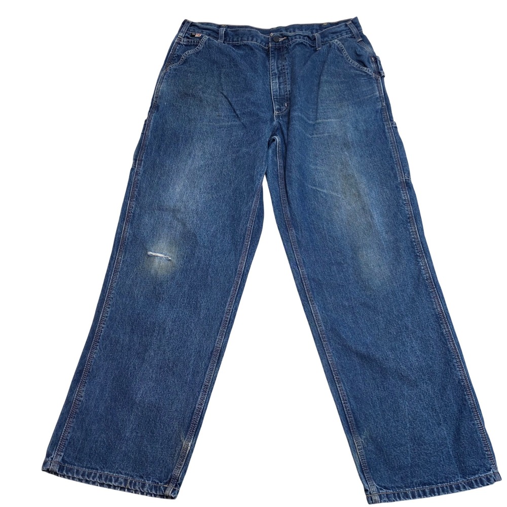 Carhartt FRB13DNM 40x34 Mens Loose Fit Denim Carpenter Jeans Flame Resistant